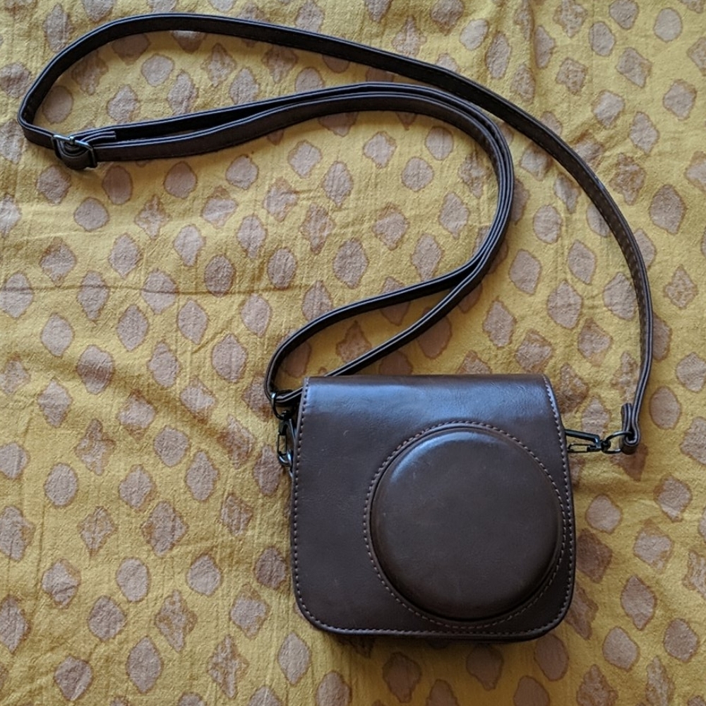 Blue Instax Mini @ Brown Leather Case